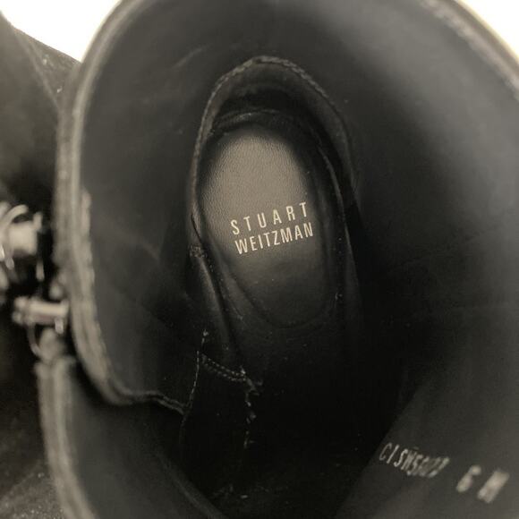 Stuart Weitzman Sidetrack Suede Bootie Ankle Boot Black Round Toe Wedge … - Picture 4 of 9